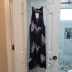 Impressions Navy Blue Embroidered Dress Size S